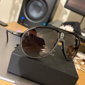 Carrera Black and Silver Aviator Sunglasses